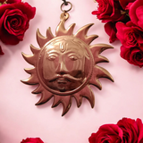 Set of 2 Surya Dev Wall Hanging made from brass and copper, golden finish, 7 inches, protects from Vaastu Dosh and Shani Dosh, perfect for home and office decor