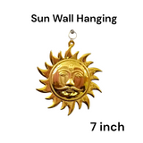 Set of 2 Surya Dev Wall Hanging made from brass and copper, golden finish, 7 inches, protects from Vaastu Dosh and Shani Dosh, perfect for home and office decor