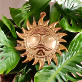 Set of 2 Surya Dev Wall Hanging with brass and copper materials, golden finish for home and office, protects from Vaastu and Shani Dosh.