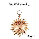 Set of 2 Surya Dev Wall Hanging with brass and copper materials, golden finish for home and office, protects from Vaastu and Shani Dosh.