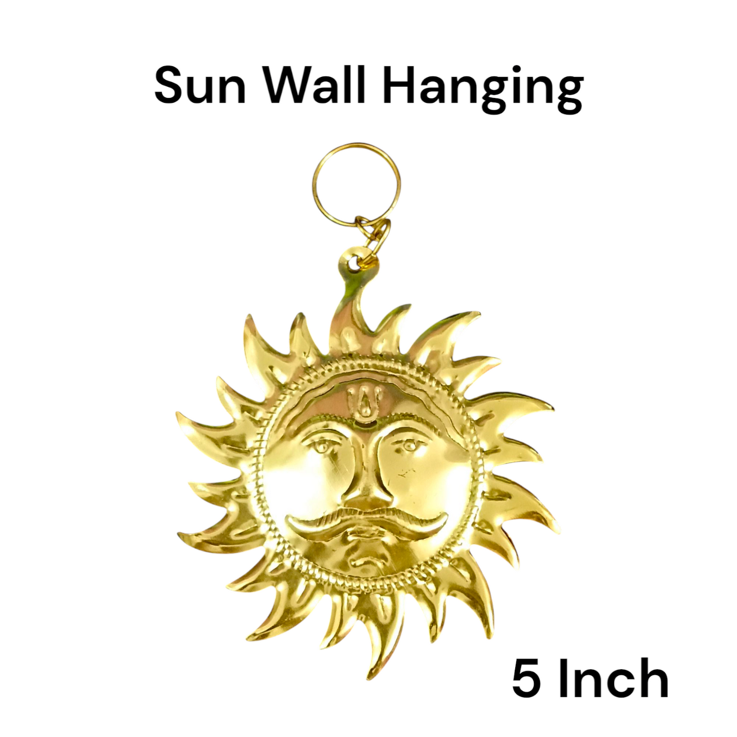 Set of 2 Surya Dev Wall Hanging with brass and copper materials, golden finish for home and office, protects from Vaastu and Shani Dosh.