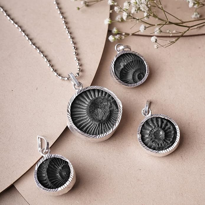 Shaligram Pendant in silver, lab certified, perfect for spiritual protection and blessings from Lord Vishnu, ideal for daily wear and devotional practices.