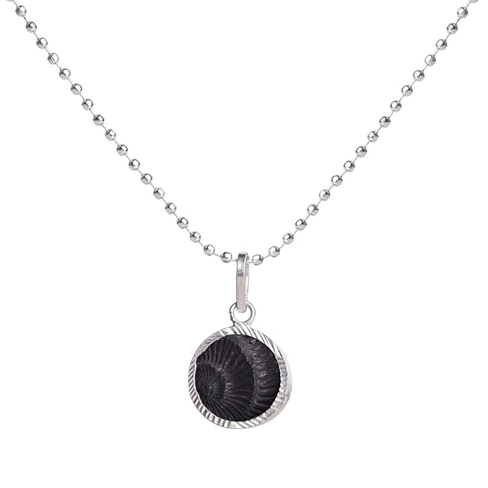 Shaligram Pendant in silver, lab certified, perfect for spiritual protection and blessings from Lord Vishnu, ideal for daily wear and devotional practices.