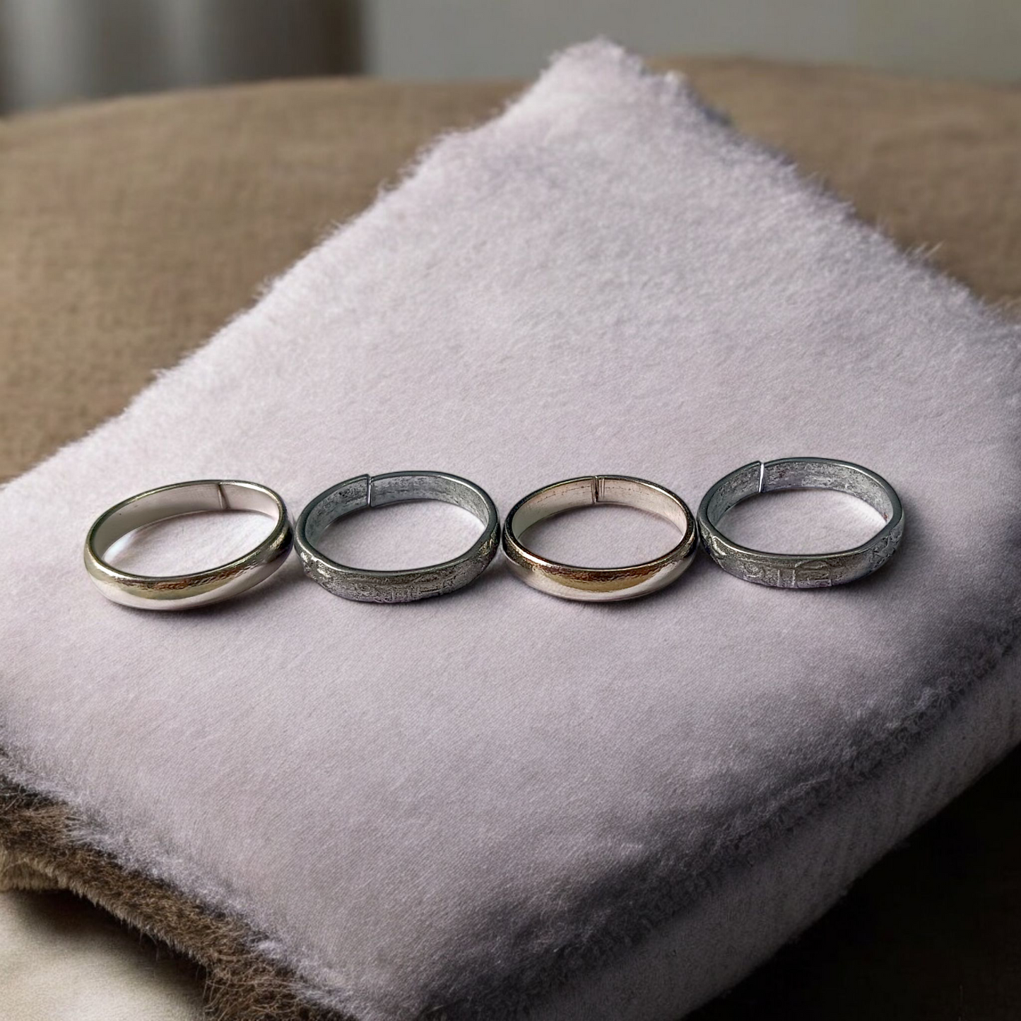 Shani Challa Ring made from black horse shoe nails, set of 4 rings designed for men and women, offering protection from Shani Dosh and spiritual blessings