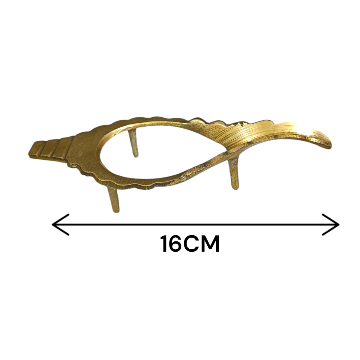 Shank stand made of pure brass, designed to hold a conch shell, perfect for spiritual and decorative use.