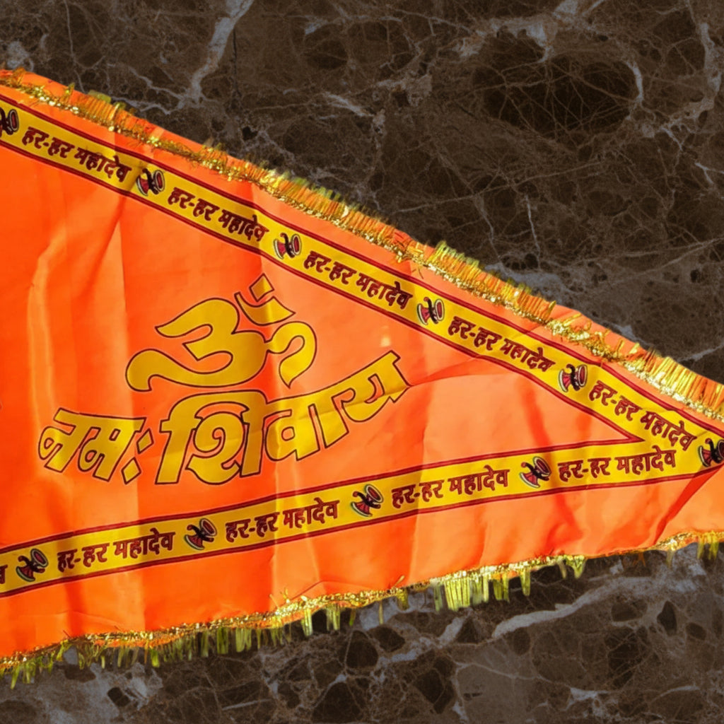 Shiv Ji Flag Om Namah Shivaay Saffron Bholenath Religious Flag 40x60 Inch for Temple Home Puja Decoration