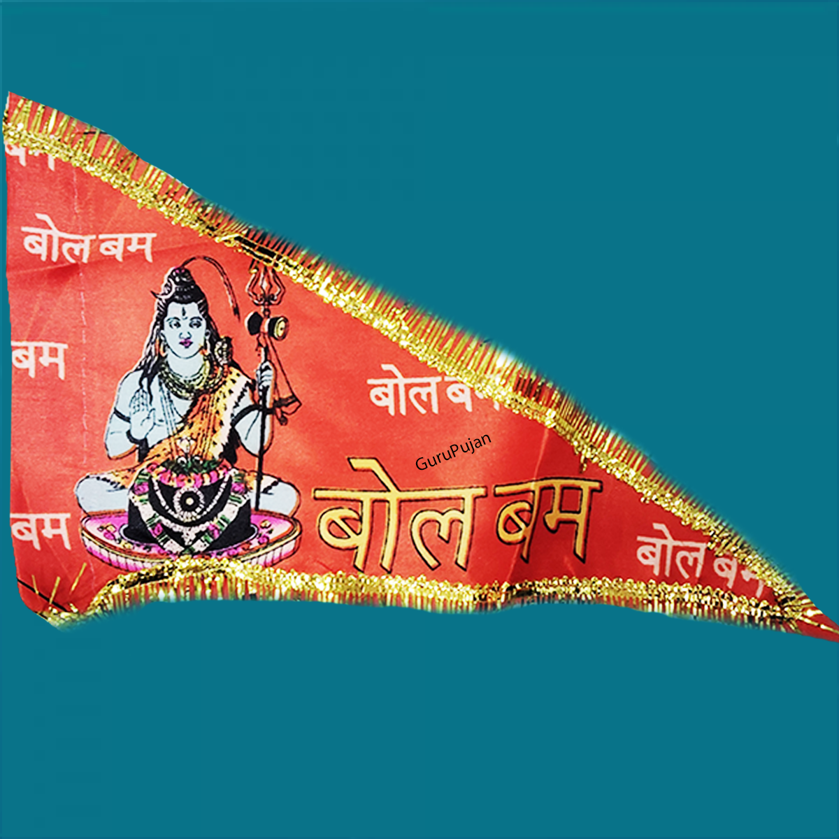Shiv Ji Flag featuring Om Namah Shivaay mantra, Trishul, and Shiv Ling, symbolizing Lord Shiva’s divine presence and blessings.