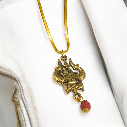 Shiv Locket with Rudraksha Pendant and Chain Mahadev Spiritual Necklace