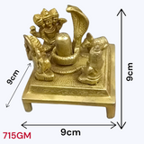 Shiv Parivar With Shivling In Brass | Rare Brass Idol featuring Lord Shiva, Goddess Parvati, Lord Ganesha, and Kartikeya along with the Shivling, beautifully crafted.