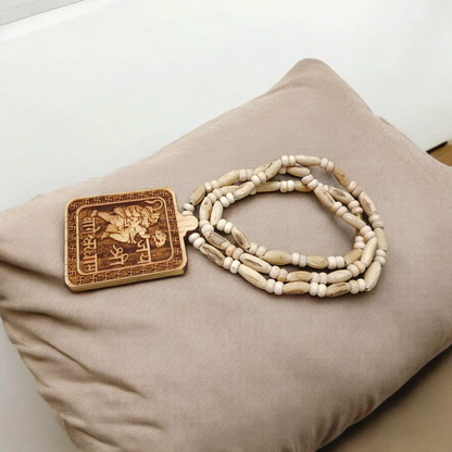 Shri Bageshwar Dham Tulsi Wood Locket with Tulsi Mala, symbolizing divine protection, spiritual connection