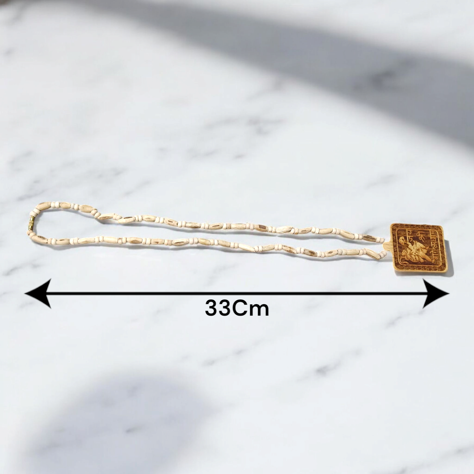 Shri Bageshwar Dham Tulsi Wood Locket with Tulsi Mala, symbolizing divine protection, spiritual connection