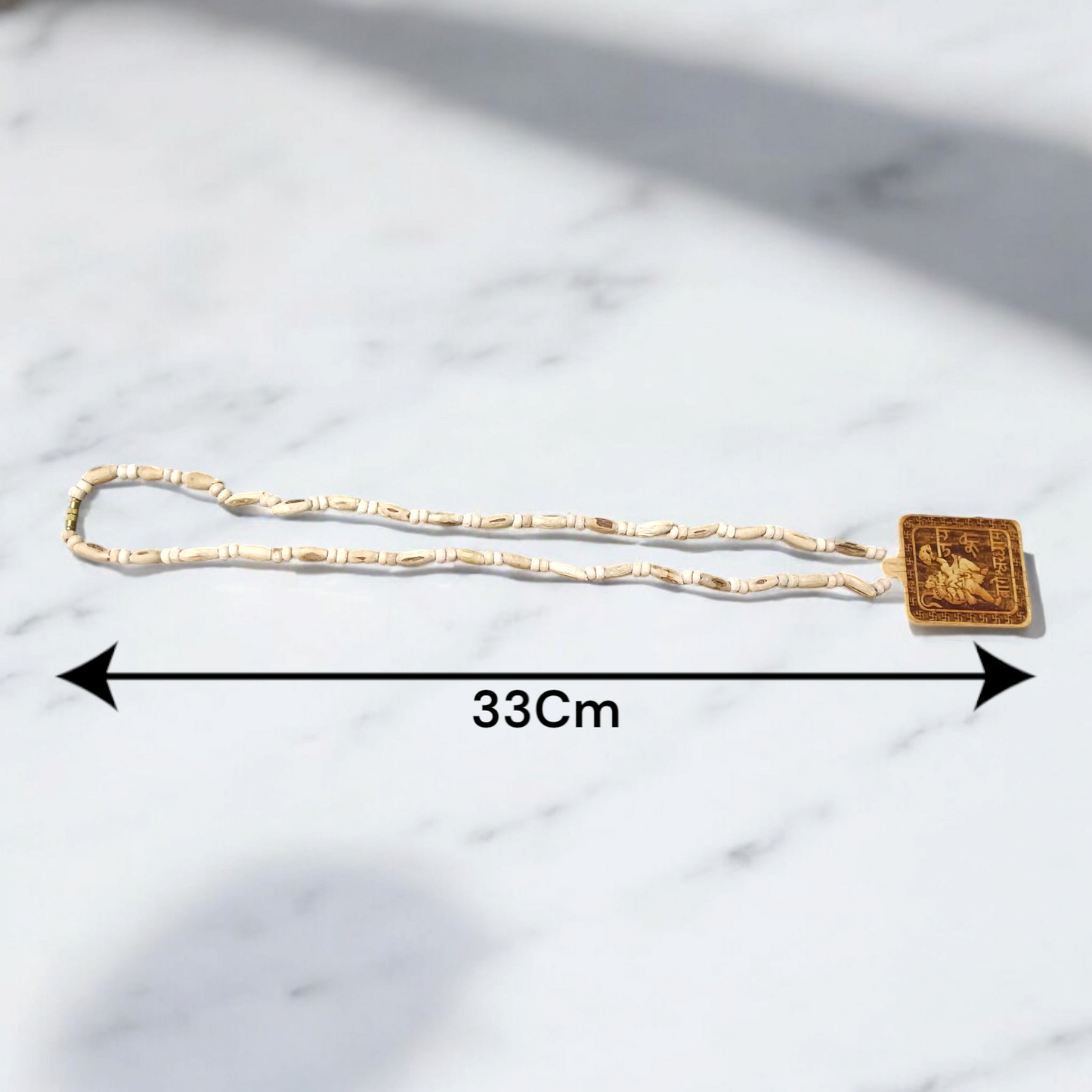 Shri Bageshwar Dham Tulsi Wood Locket with Tulsi Mala, symbolizing divine protection, spiritual connection