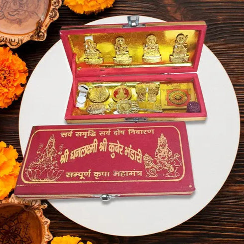 Shri Dhan Laxmi-Kuber Bhandari Yantra inscribed with divine symbols and mantras for attracting wealth, prosperity, and financial success