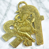 Shri Ganesh Wall Hanging in brass, with intricate design, 11×11CM, perfect for temple, office, and home doors