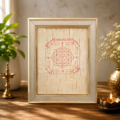 Shri Kanak Dhara Yantra 19x24CM Bhojpatra Frame for Wealth Prosperity Puja