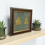 Shri Lakshmi Ganesh Frame on Pyrite Stone – 7x7 Inch Wooden Wall Decor for Wealth, Business Growth, and Vastu Energy Balance