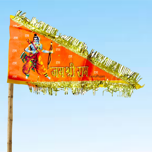 Shri Ram Ji Flag | Ramlalla Jhanda in vibrant orange and saffron, representing victory, righteousness, and protection.