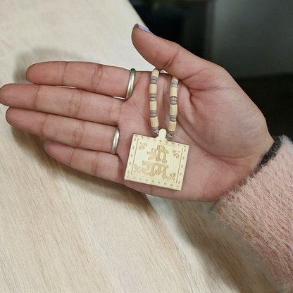 Shri Ram Tulsi Wood Locket with Tulsi Mala, symbolizing divine devotion and protection from negative energies.