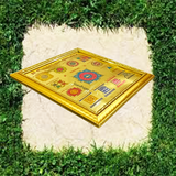 Shri Sampoorna Badha Mukti Yantra with gold plating and wooden frame, designed to remove obstacles and bring prosperity, peace, and success
