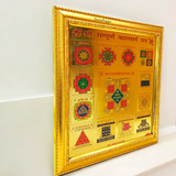 Shri Sampoorna Kalsarp Yantra with gold plating and frame, designed to remove Kalsarp Dosh and bring prosperity, success, and protection