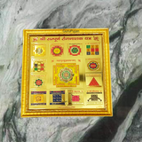 Shri Sampoorna Rog Nashak Yantra with gold plating and frame, designed to heal and protect from diseases, promoting health, wellness, and positive energy.