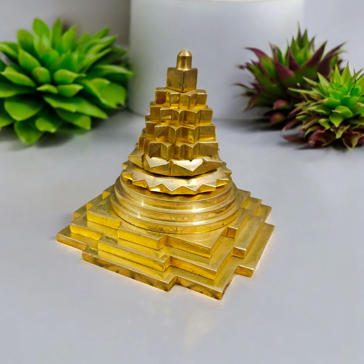 Shri Yantra In Brass - Lab Certified Meru Yantra with intricate geometric design, perfect for pooja, meditation, and attracting prosperity.

