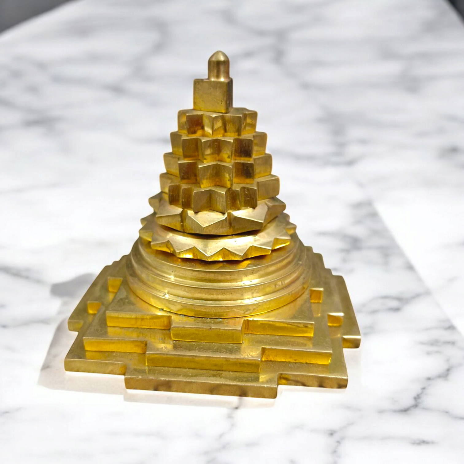 Shri Yantra In Brass - Lab Certified Meru Yantra with intricate geometric design, perfect for pooja, meditation, and attracting prosperity.

