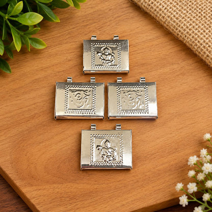 Silver Hanuman Ji and Om Taweez Pendants Set of 6 in Silver Colour for Daily Wear