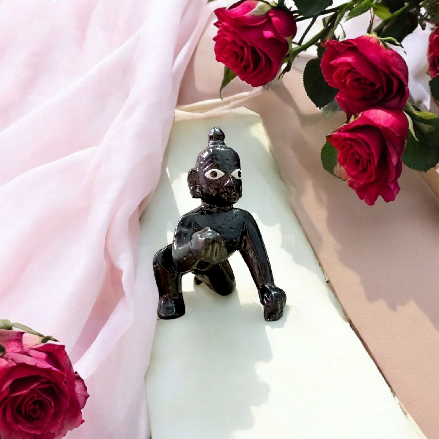 Small Black Laddu Gopal Idol in Size 1, Bal Gopal statue for home puja