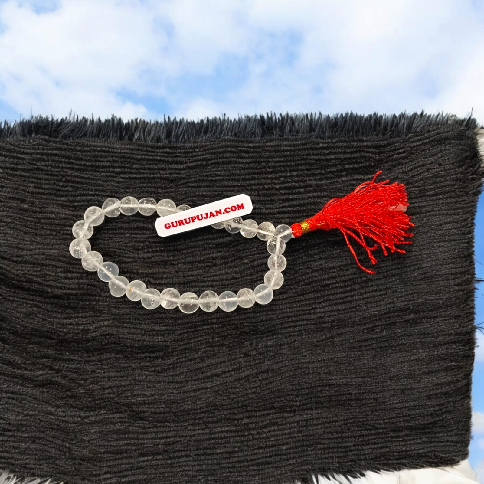 Sphatik Mala 27+1 beads made from diamond-cut crystal, designed to help overcome financial and business challenges