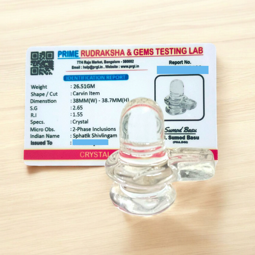 Natural Crystal Shivling (Sphatik) Lab Certified for Puja & Healing