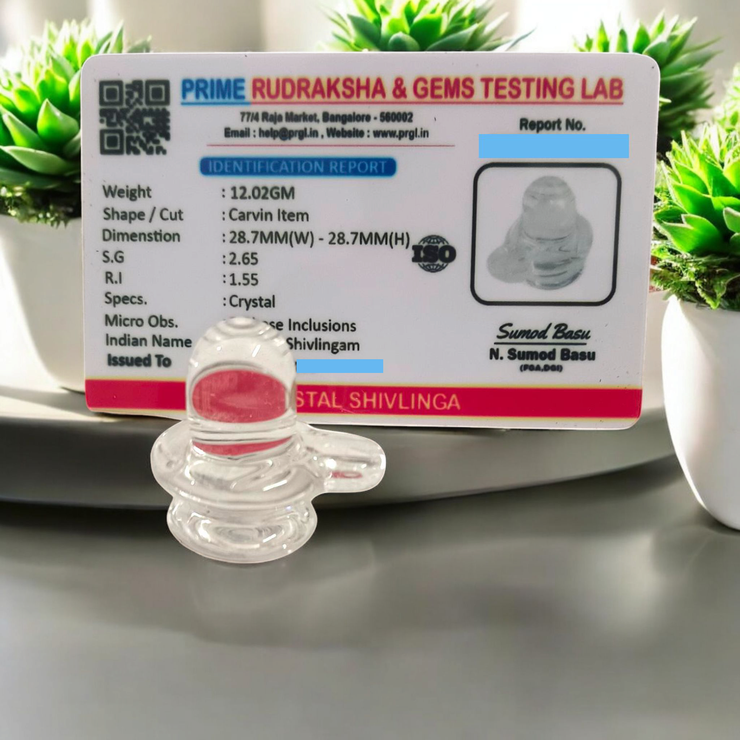 Sphatik Shivling crafted from Crystal Quartz, Lab Certified, symbolizing Lord Shiva, for spiritual growth, prosperity, and energy amplification.