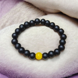 Stretchable 8mm Ebony & Yellow Agate (Hakik) Bracelet - Lab Certified Spiritual Jewelry