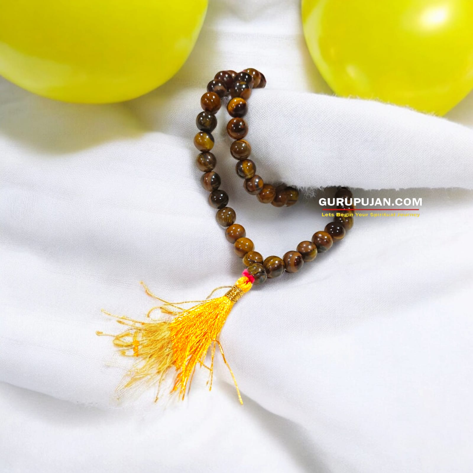 Tiger Eye Mala 54+1 beads made from natural Tiger's Eye stones, featuring 8MM beads, ideal for jaap, meditation, and daily wear.
