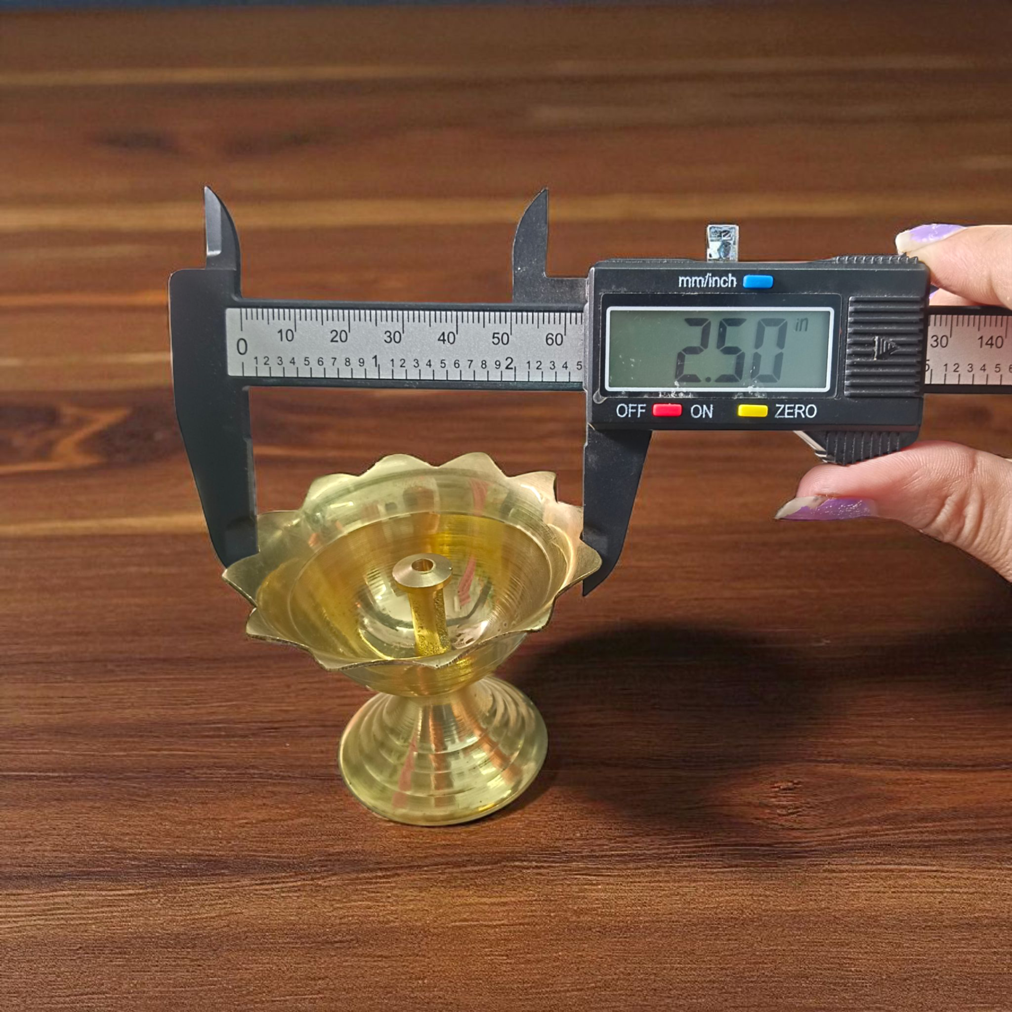 Traditional Brass Akhand Jyot with glass cover for Pooja, home temple, and gift use