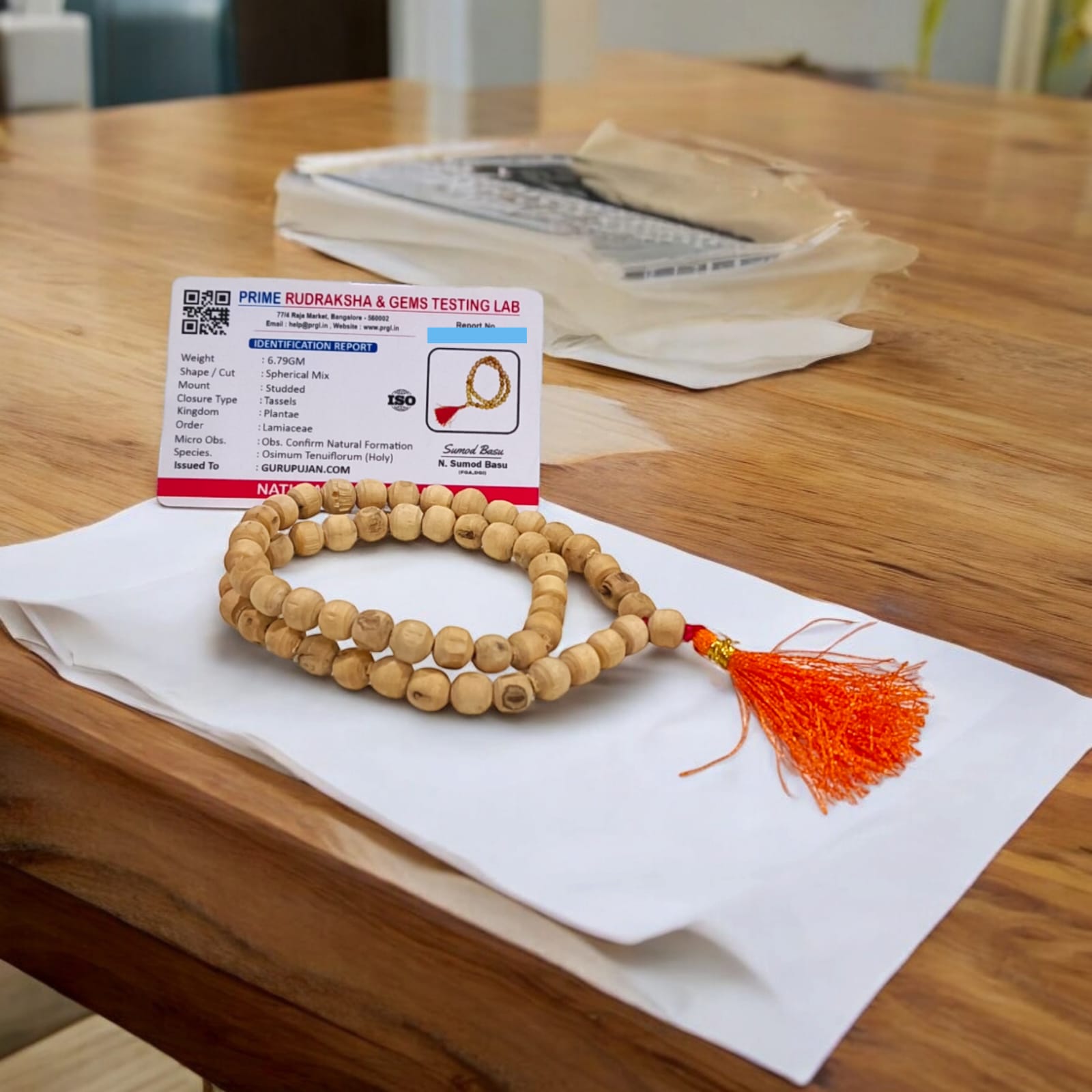 Tulsi Mala 54+1 beads made from original Tulsi wood, lab certified, 8MM beads perfect for chanting mantras and spiritual wear.