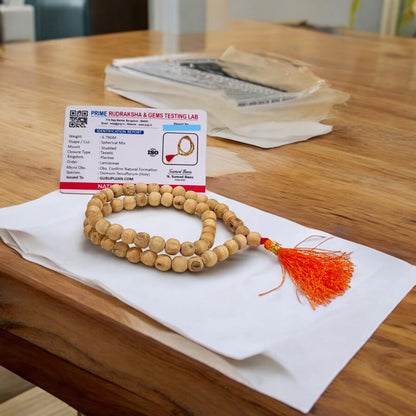 Tulsi Mala 54+1 beads made from original Tulsi wood, lab certified, 8MM beads perfect for chanting mantras and spiritual wear.
