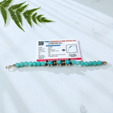Turquoise and Blue Chalcedony gemstone bracelet with 8mm round beads on elastic thread, spiritual and healing jewelry