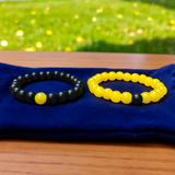 Twin Flame Couple Bracelet – 8MM Lab Certified Yellow Agate & Ebony Stones – Lab Certified Gurupujan