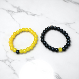 Twin Flame Couple Bracelet – 8MM Lab Certified Yellow Agate & Ebony Stones – Lab Certified Gurupujan