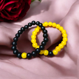 Twin Flame Couple Bracelet – 8MM Lab Certified Yellow Agate & Ebony Stones – Lab Certified Gurupujan