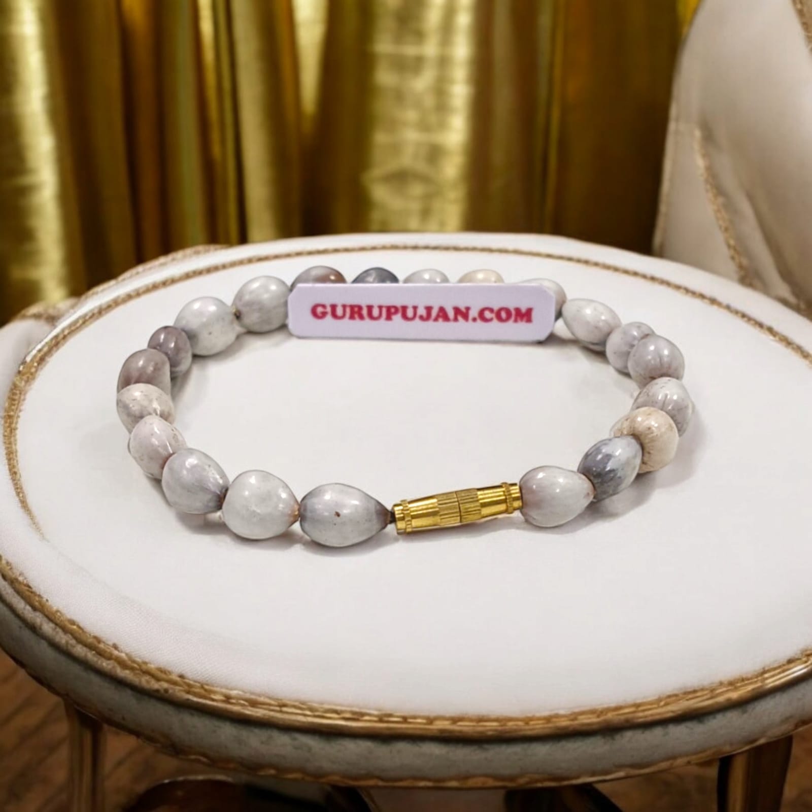 Vaijanti Bracelet crafted with natural Vaijanti beads, featuring a golden screw lock design, certified for authenticity and spiritual benefits.