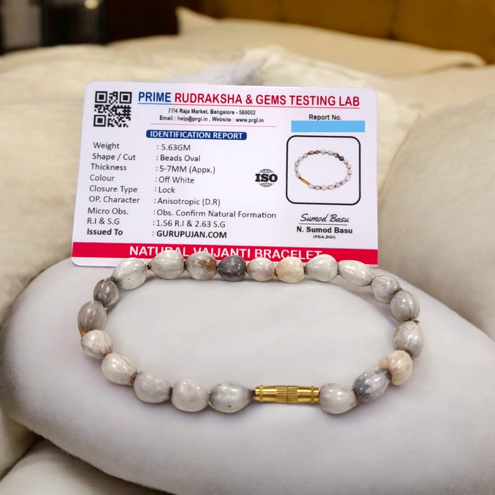 Vaijanti Bracelet crafted with natural Vaijanti beads, featuring a golden screw lock design, certified for authenticity and spiritual benefits.