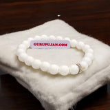 White Agate Bracelet with 8MM natural beads, lab certified, stretchable design for peace, positivity, and emotional healing.