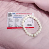 White Agate Bracelet with 8MM natural beads, lab certified, stretchable design for peace, positivity, and emotional healing.