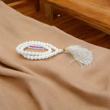 White Agate Mala 54+1 beads, also called Safed Hakik ki Mala, featuring 8MM beads, lab certified, ideal for jaap, meditation, and daily wear.