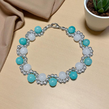 White Agate and Blue Chalcedony Bracelet | Lab Certified Genuine White Agate and Coconut Chalcedony Bracelet