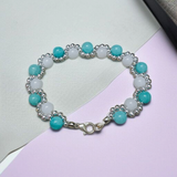 White Agate and Blue Chalcedony Bracelet | Lab Certified Genuine White Agate and Coconut Chalcedony Bracelet