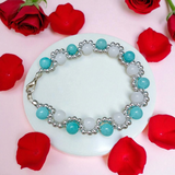 White Agate and Blue Chalcedony Bracelet | Lab Certified Genuine White Agate and Coconut Chalcedony Bracelet