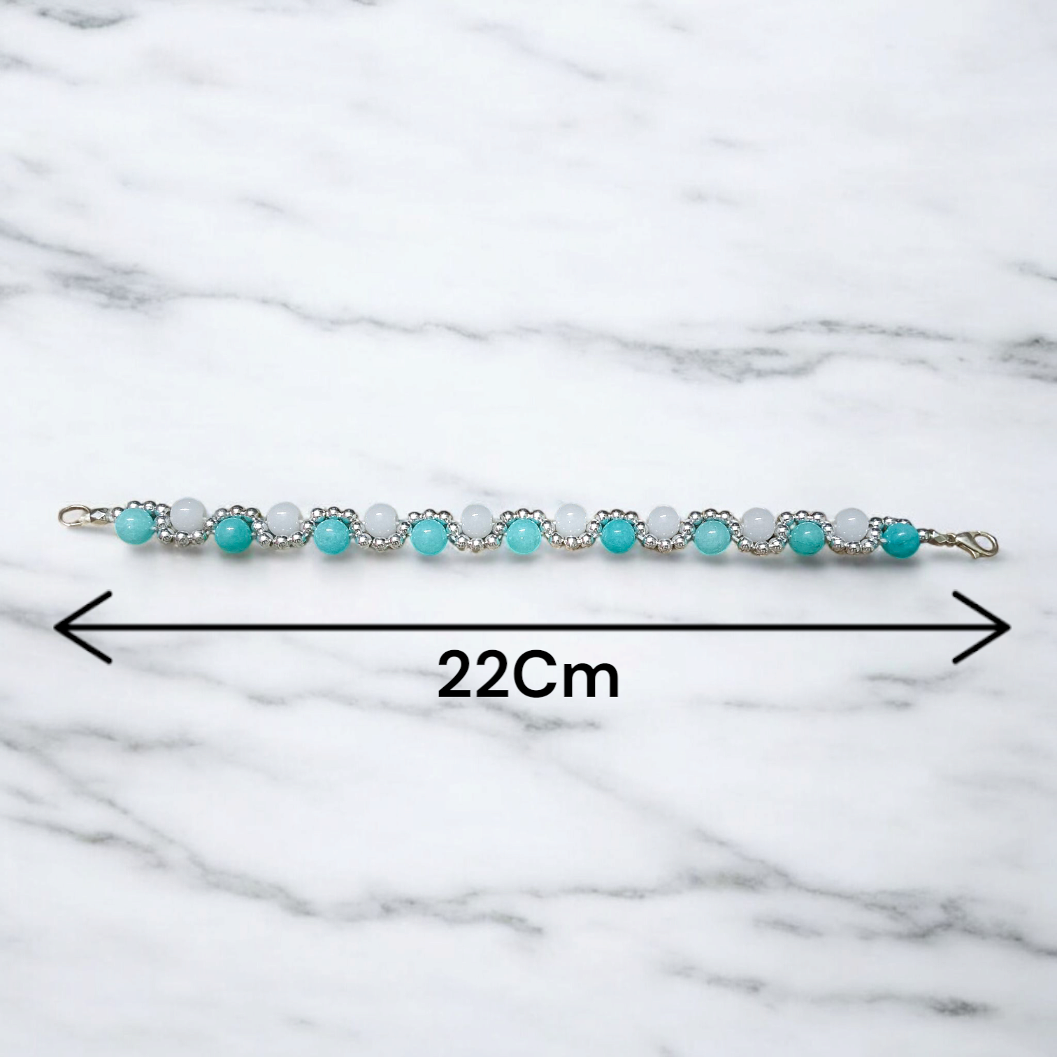 White Agate and Blue Chalcedony Bracelet | Lab Certified Genuine White Agate and Coconut Chalcedony Bracelet